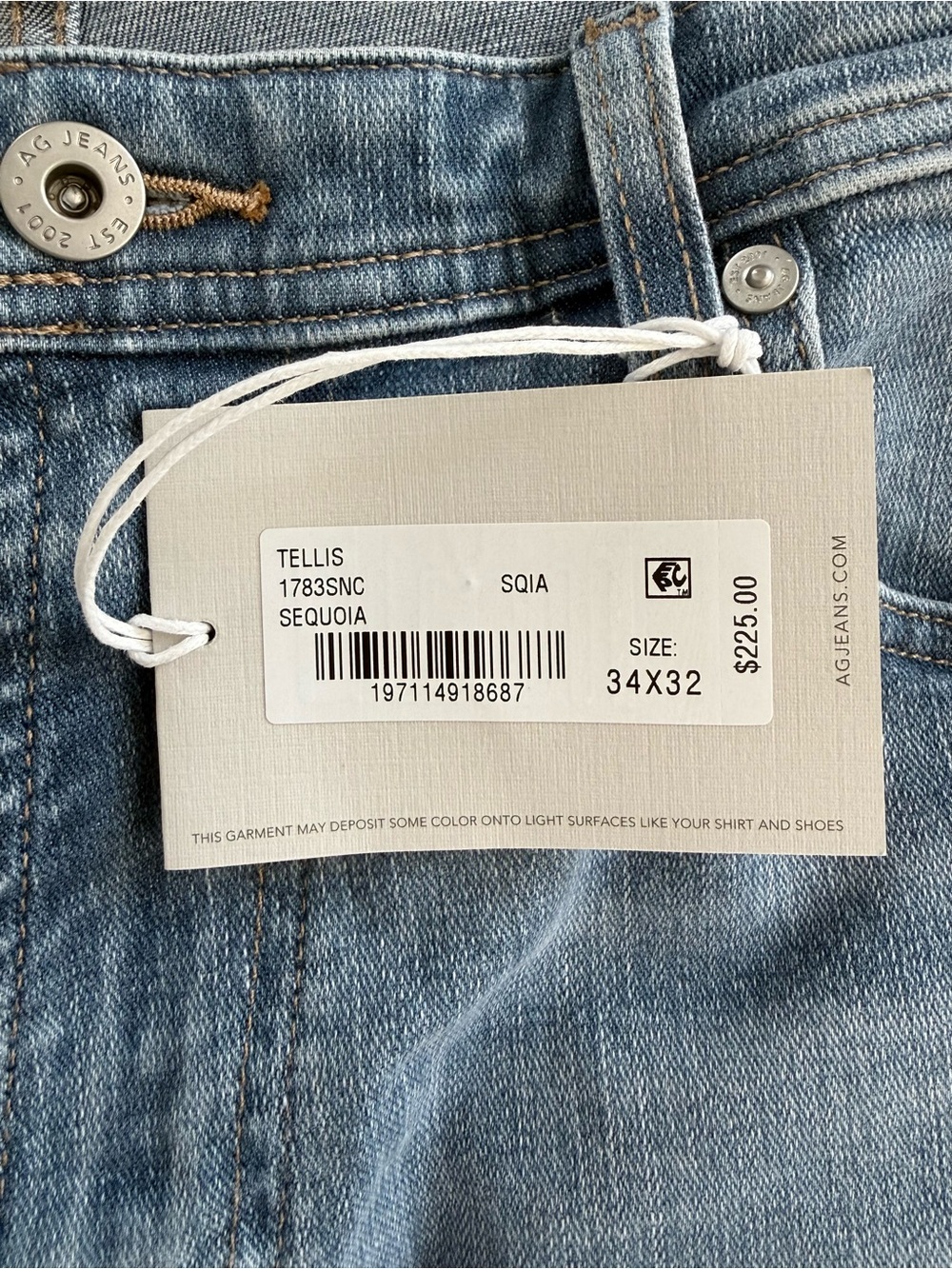 AG Adriano Goldschmied Tellis Modern Slim Denim Jeans NWT Size 34x32 - Picture 8 of 10